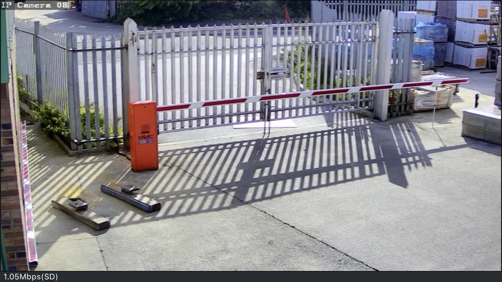 CCTV monitoring the gated vehicle entrance to a builders merchant in North Yorkshire