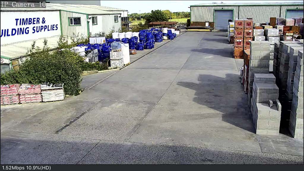 CCTV monitoring building materials stored in a builders merchant yard in North Yorkshire