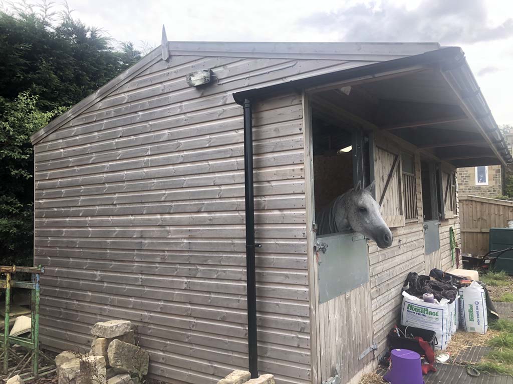 CCTV camera installed on a horse stable for security and livestock monitoring